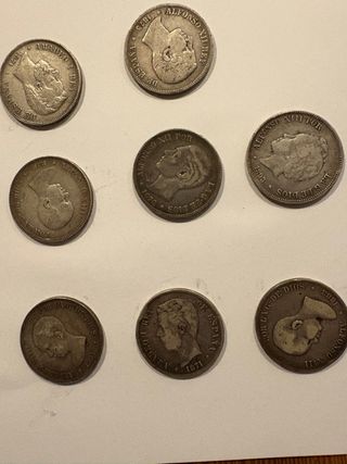 8 Monedas duros de Plata 5 Pesetas de plata