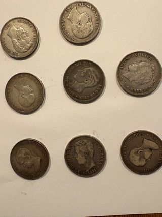 8 Monedas duros de Plata 5 Pesetas de plata