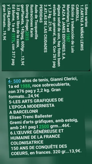Libros varios, precio y datos ultima foto