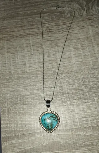 Colgante Corazón Turquesa Plata