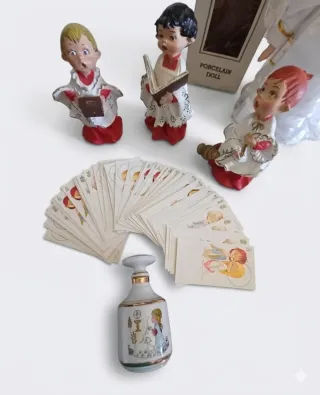 Lote figuras comunión y muñeca porcelana