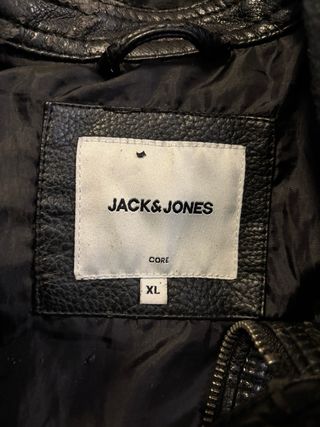 Chaqueta de cuero Jack & Jones Negra motero