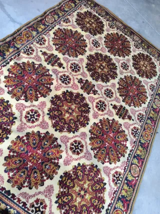 Tappeto maxi in lana beige e rosso