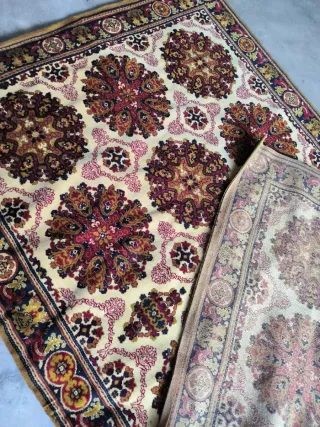 Tappeto maxi in lana beige e rosso