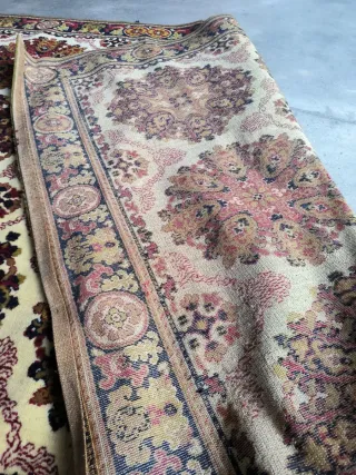 Tappeto maxi in lana beige e rosso