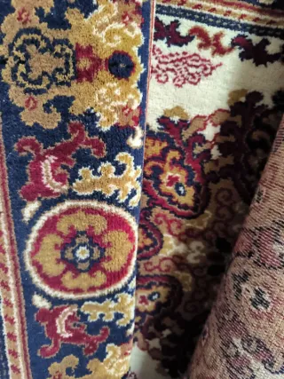 Tappeto maxi in lana beige e rosso