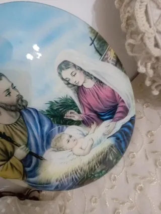 Immagine su vetro vintage Sacra Famiglia