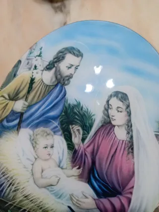 Immagine su vetro vintage Sacra Famiglia
