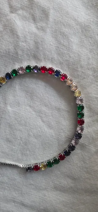 Pulsera de Plata con Piedras Multicolor