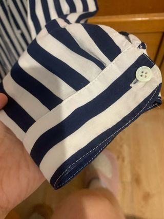 Camisa Benetton Rayas Azul y Blanco