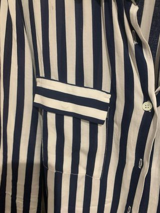 Camisa Benetton Rayas Azul y Blanco