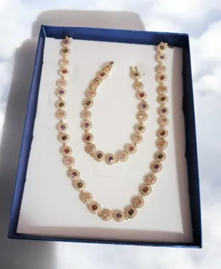 Conjunto collar y pulsera corazón circonita