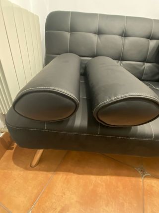 Sofá Cama Piel Sintética Negro