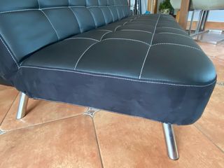 Sofá Cama Piel Sintética Negro
