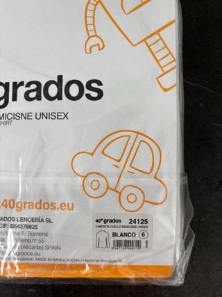 Camiseta blanca 40 grados infantil talla 6