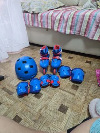 Patines y Casco Infantil Oxelo Azul