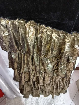 Abito monospalla lungo nero e oro Tg S