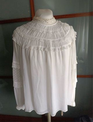 Blusa Zara Blanca Encaje