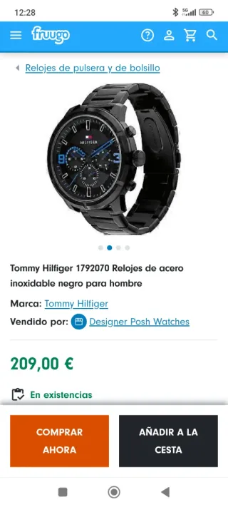 Reloj Tommy Hilfiger Negro/Plateado Nuevo