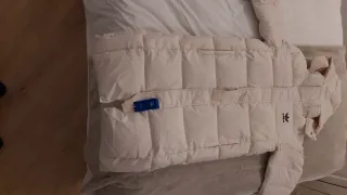 Abrigo largo plumas Adidas beige nuevo