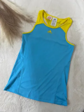 Camiseta deportiva Adidas azul y amarilla Talla xs