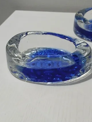 Coppia posaceneri vintage Murano blu
