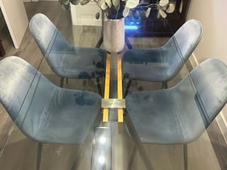 Pack 4 Sillas Terciopelo Azul Sklum