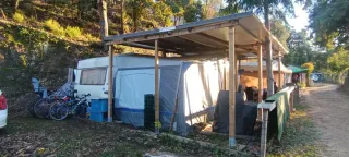 Caravana+ Avance+ caseta cocina  camping la Sureda