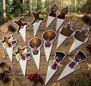 Set 12 Cake Topper Masha e Orso