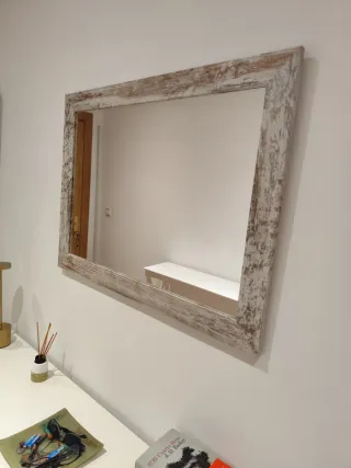 Consola recibidor madera y espejo a juego