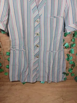 Giacca camicia lino righe multicolor