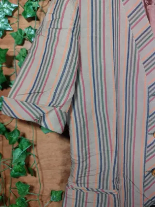 Giacca camicia lino righe multicolor