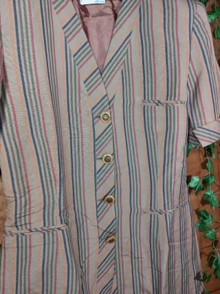 Giacca camicia lino righe multicolor