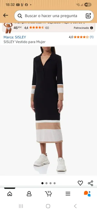 Vestido Sisley Negro y Marrón Talla M