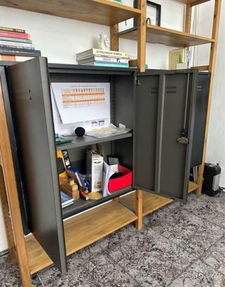 Mueble office estilo industrial madera y negro