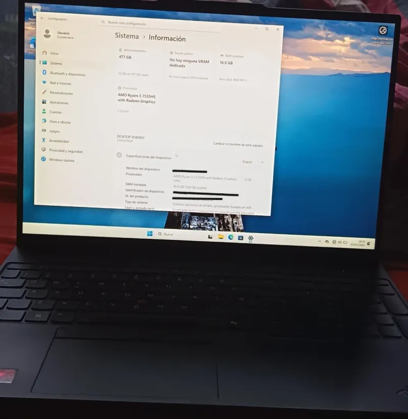 Lenovo Thinkpad AMD Ryzen 5 7535HS