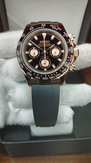 Reloj Seiko Mod Daytona Negro y Oro Rosa Rose Gold