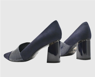 Salón piel azul tacón 8cm nuevo