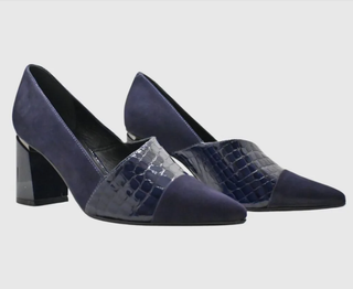 Salón piel azul tacón 8cm nuevo