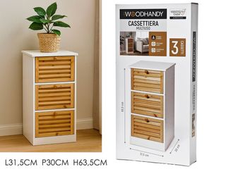 Cassettiera WoodHandy 3 Cassetti Legno
