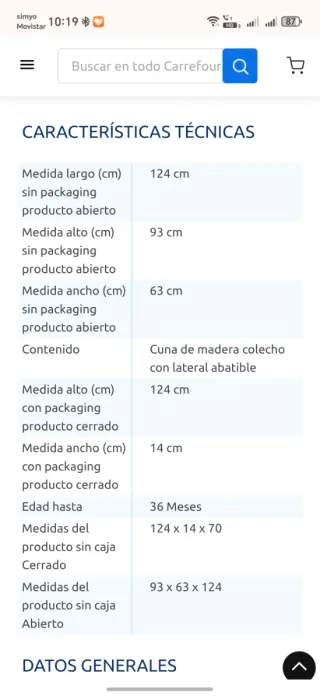 Cuna de madera para bebé