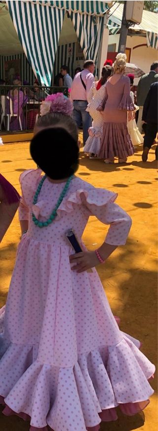 Traje de flamenca niña rosa