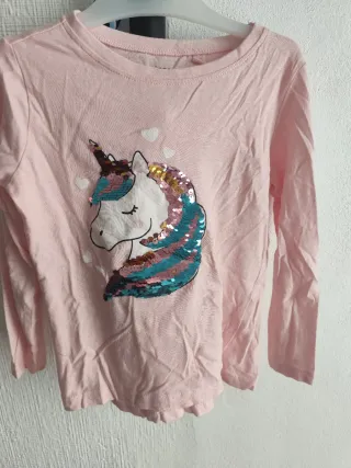 Camiseta rosa unicornio lentejuelas