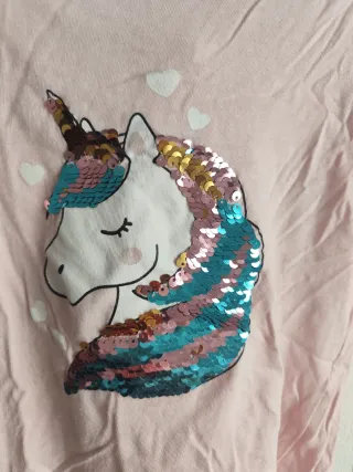 Camiseta rosa unicornio lentejuelas