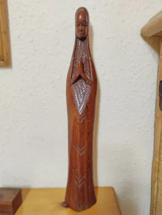 Virgen Orante Madera Maciza Vintage