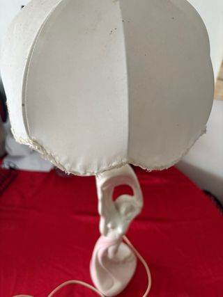 Lampada antica in porcellana e tessuto