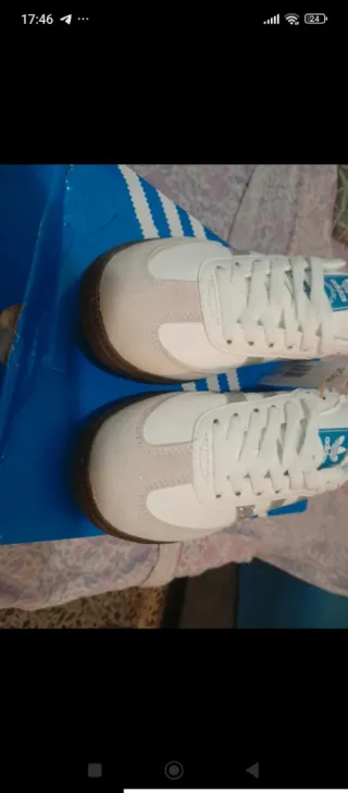 Adidas Samba Blanco y Plata Talla 38