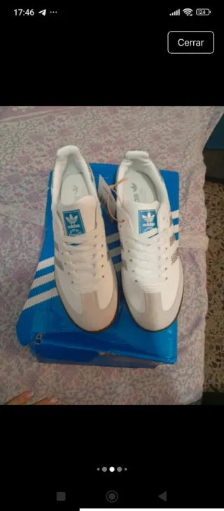 Adidas Samba Blanco y Plata Talla 38