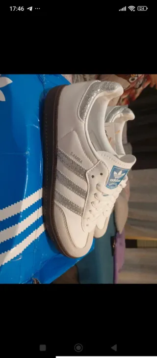 Adidas Samba Blanco y Plata Talla 38