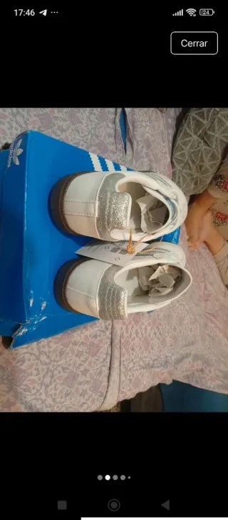 Adidas Samba Blanco y Plata Talla 38